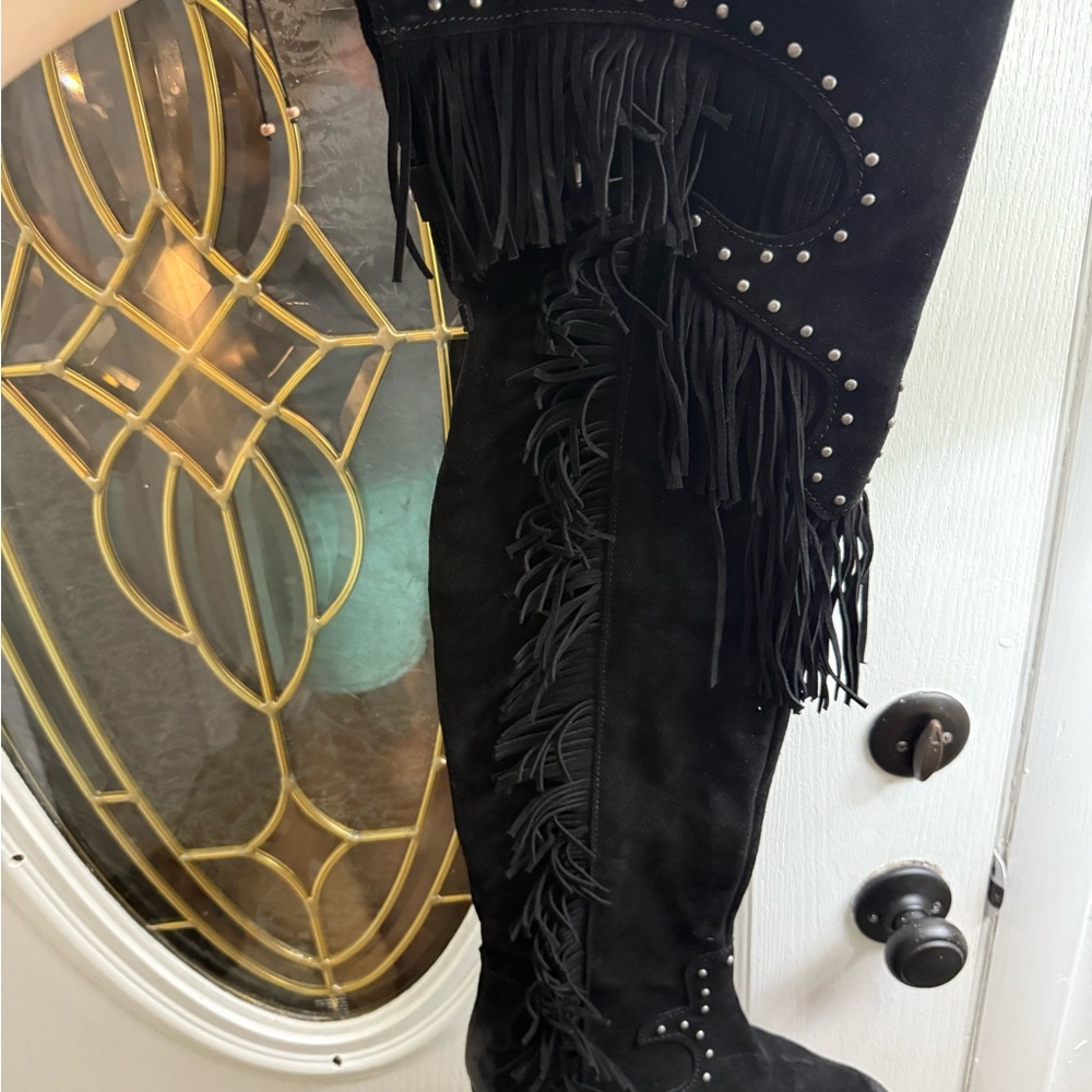 Naughty Monkey Black Sole fringe suede barely worn!!!!